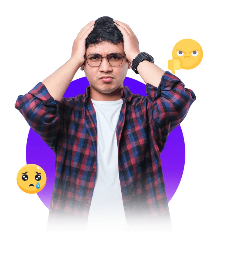 Man holding his head in frustration