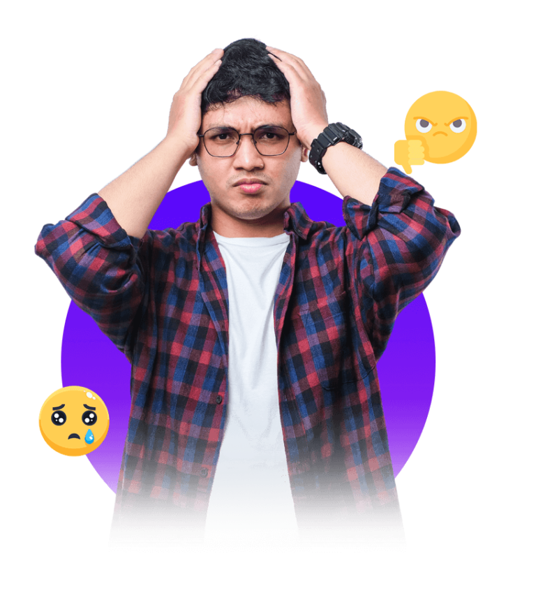 Man holding his head in frustration